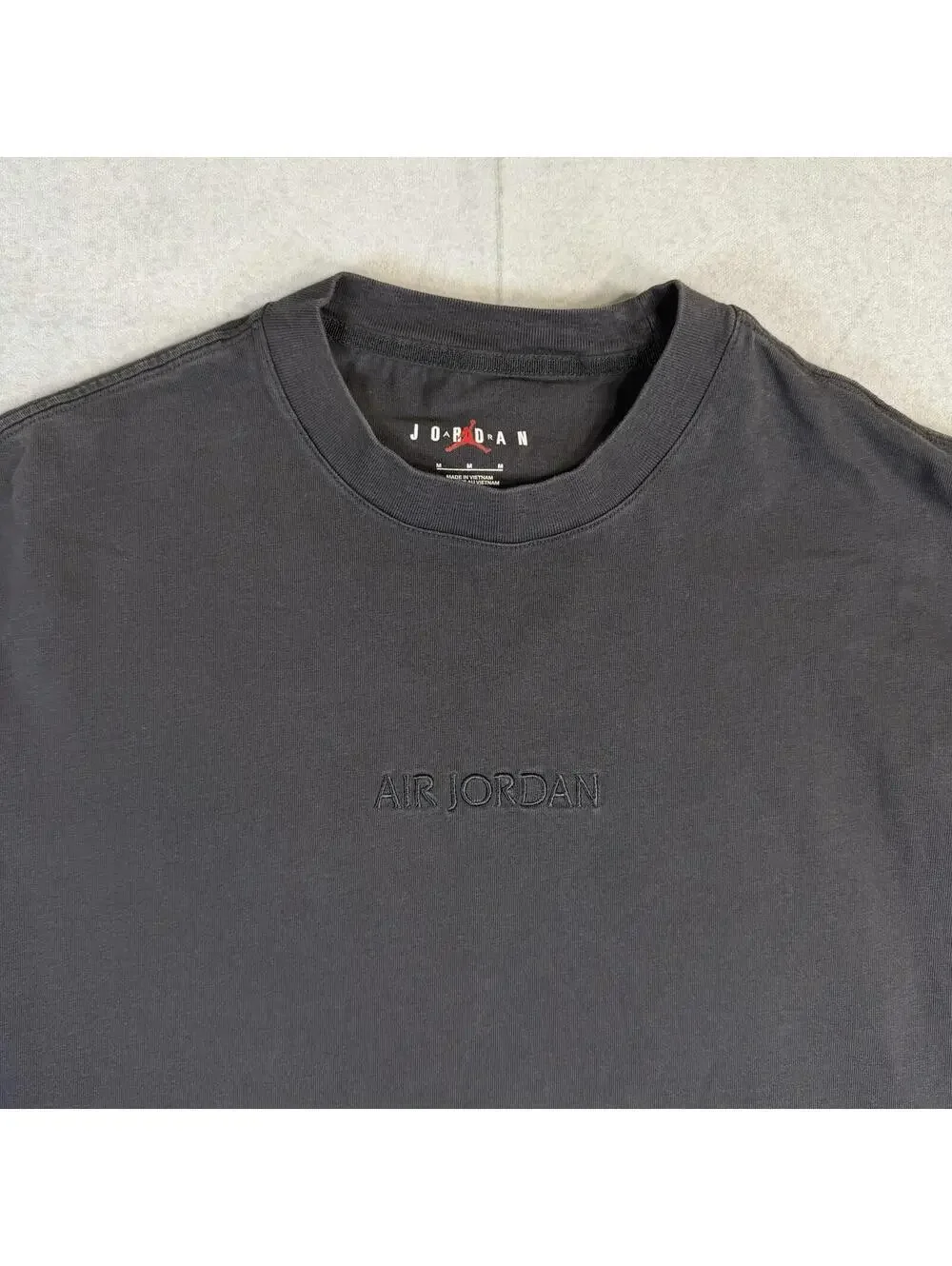 Air Jordan Woodmark Long Sleeve T-Shirt Mens Medium Gray Embroidered Jumpman